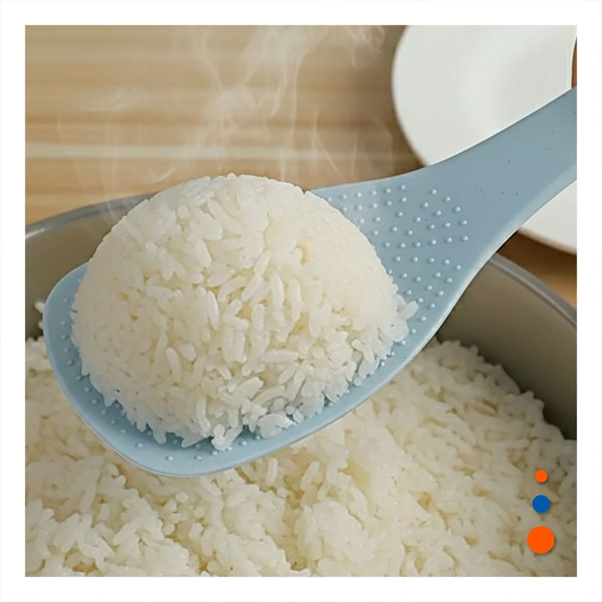 PACK2 CUCHARON PLANO CELESTE Y BEIGE PARA ARROZ COCINA HOGAR USO DIARIO - 2