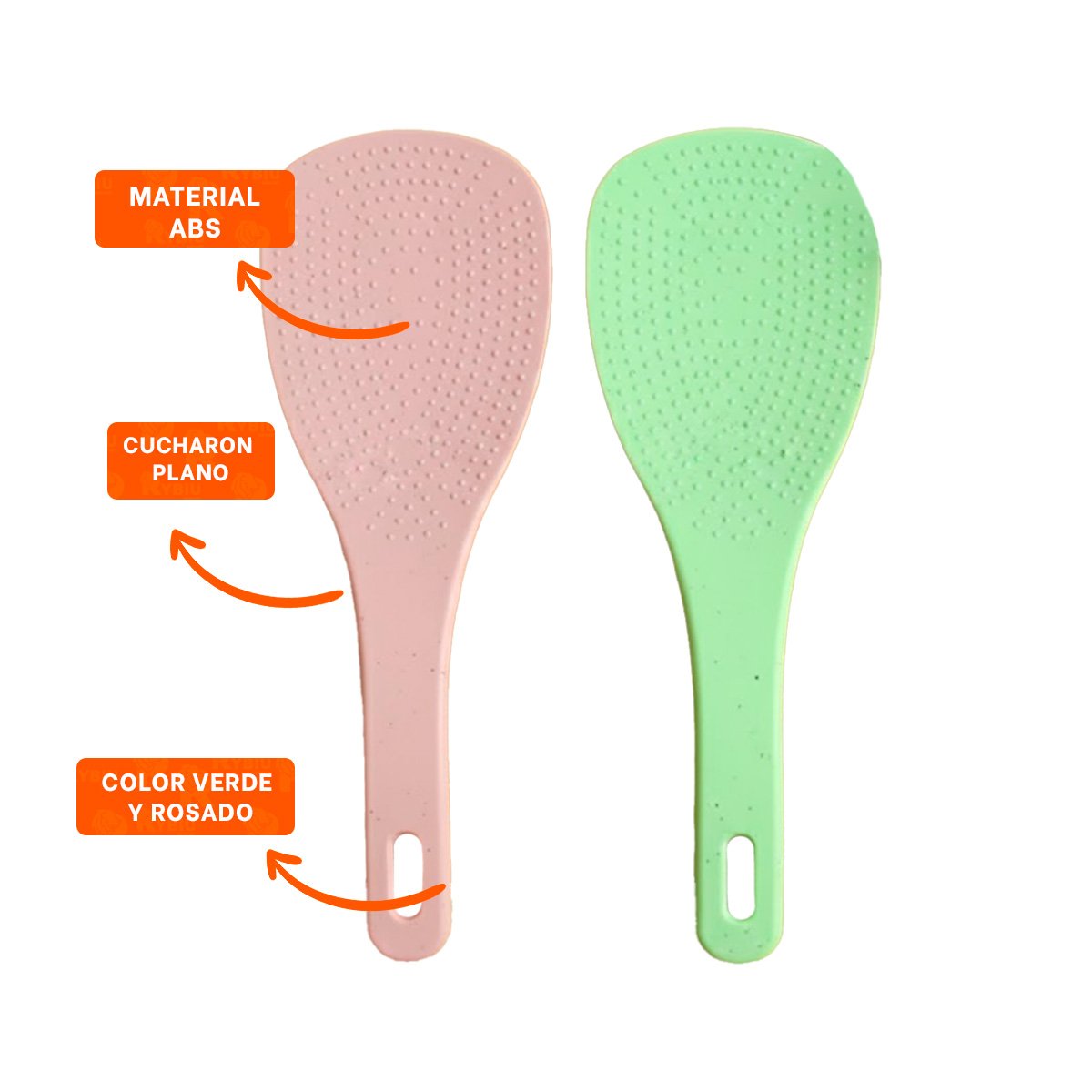 PAR 2 CUCHARAS GRANDES PARA ARROZ ROSADO Y VERDE CLARO COCINA HOGAR PRACTICO YPOST IT - 5