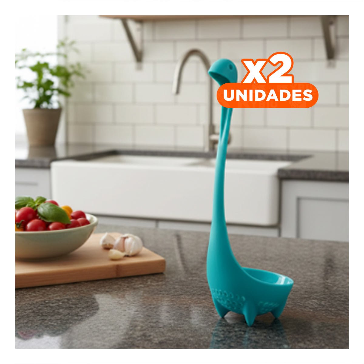PACK2 UTENSILIO DE COCINA DINO VERDE AGUA 9X25CM PRACTICO Y FUNCIONAL PARA HOGAR YPAPEL REGALO - 1