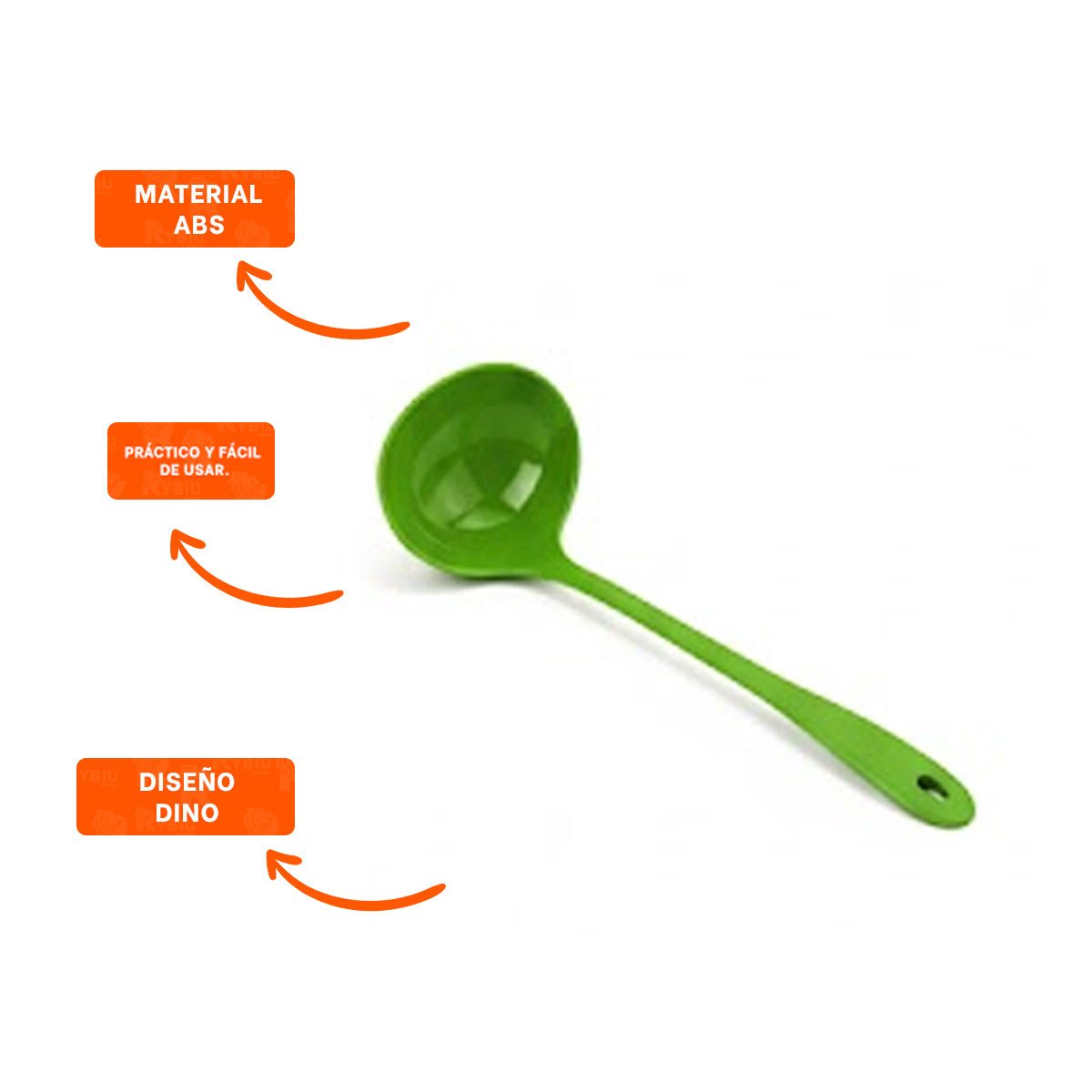 CUCHARON PROFUNDO DINO VERDE CLARO 9X25CM FUNCIONAL PARA COCINA HOGAR NAVIDAD YPOST IT - 5