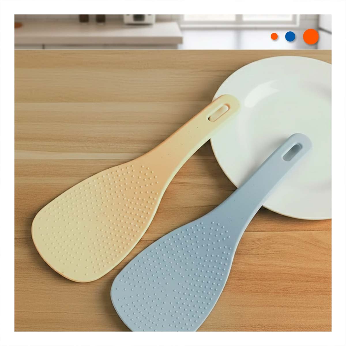 PACK12 UTENSILIO COCINA DIARIO CELESTE Y BEIGE PARA ARROZ HOGAR FACIL LIMPIEZA YPAPEL REGALO - 2