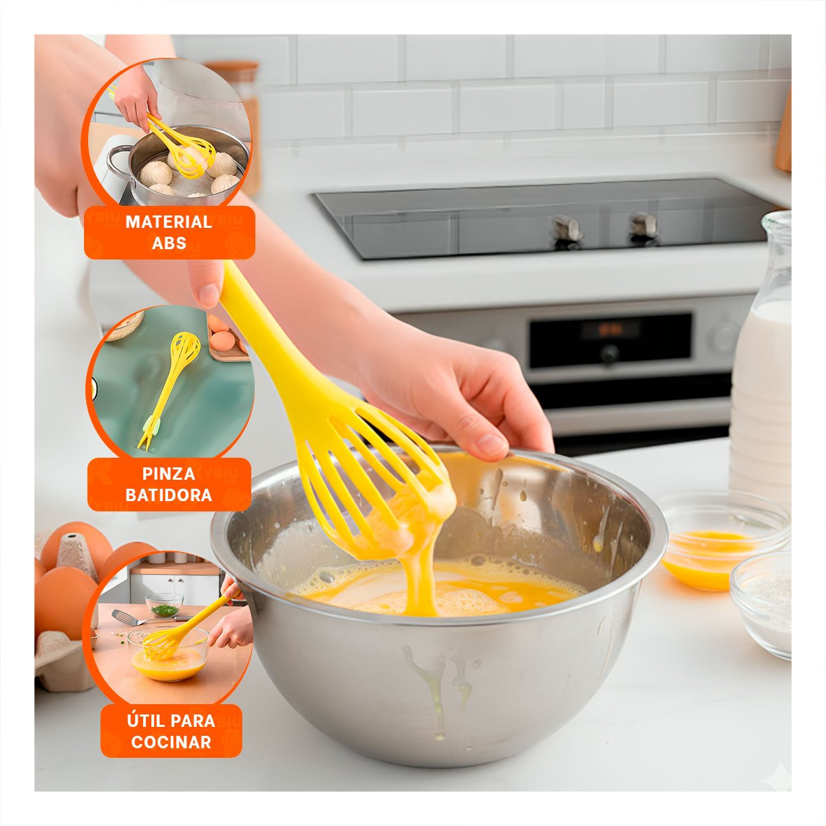 PACK12 REVOLVEDORA AMARILLO 28CM PARA BATIR MEZCLAS Y PREPARAR RECETAS YPAPEL REGALO - 3