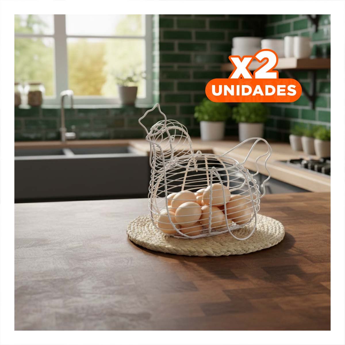 PACK2 HERRAMIENTA PARA HUEVOS CON ASA BLANCO FIGURA GALLINA HOGAR YPAPEL REGALO - 1