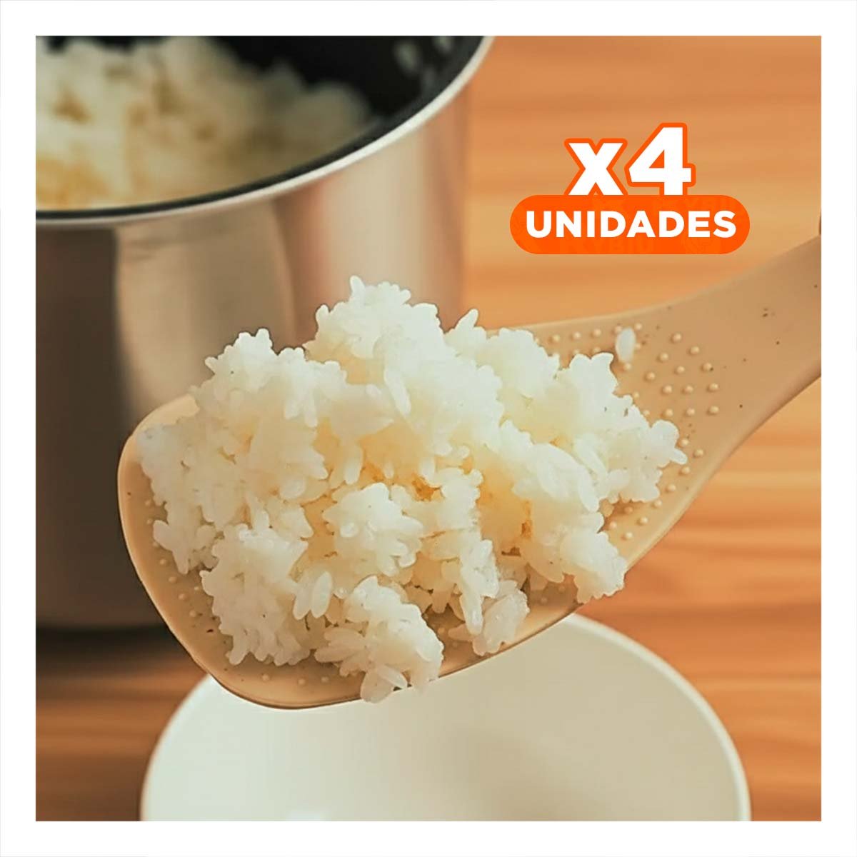 PACK4 CUCHARA SERVIR CELESTE Y BEIGE PARA ARROZ COCINA HOGAR MATERIAL DURABLE YREGALO STICKER - 1