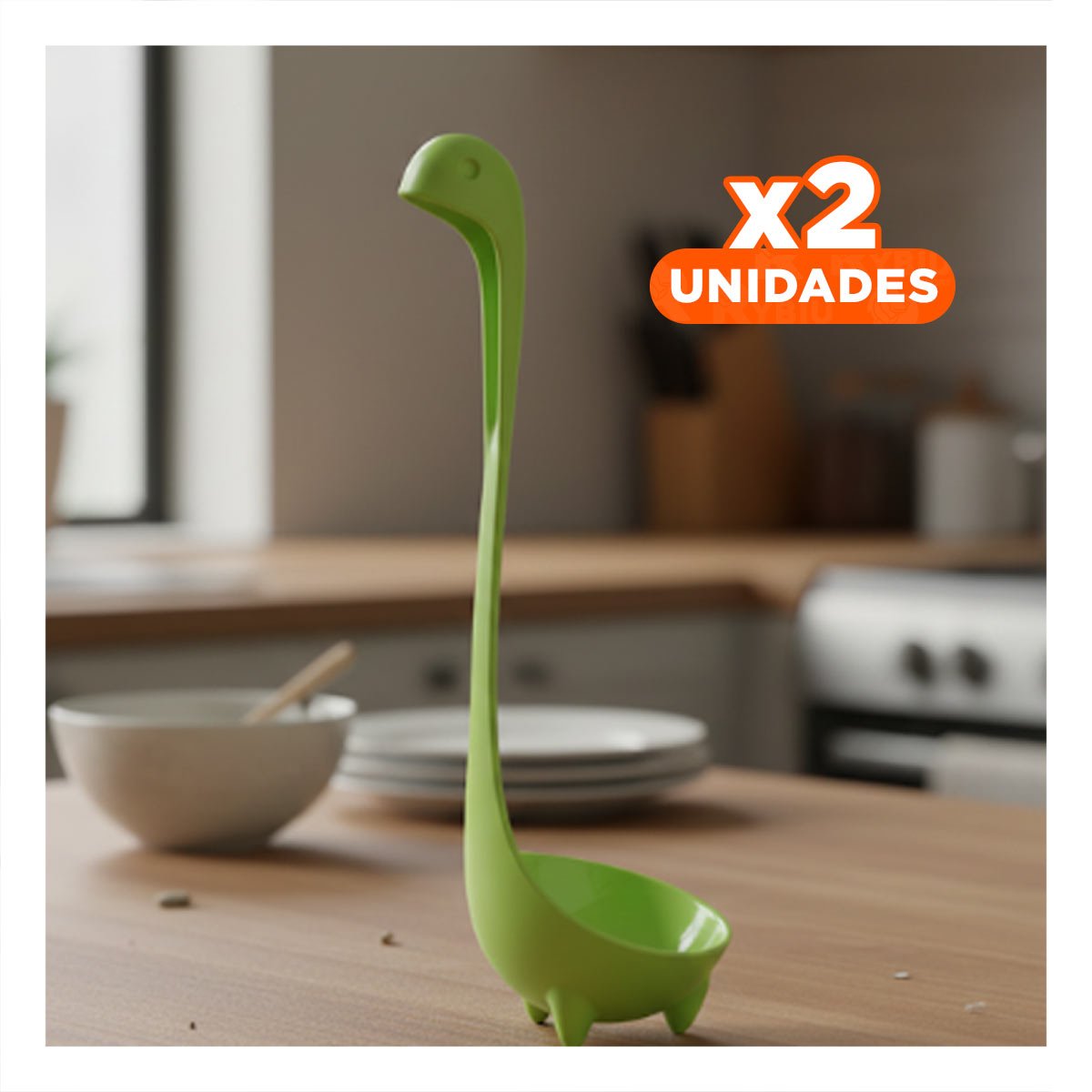 PACK2 UTENSILIO DE COCINA DINO VERDE CLARO 9X25CM PRACTICO Y FUNCIONAL YPAPEL REGALO - 1