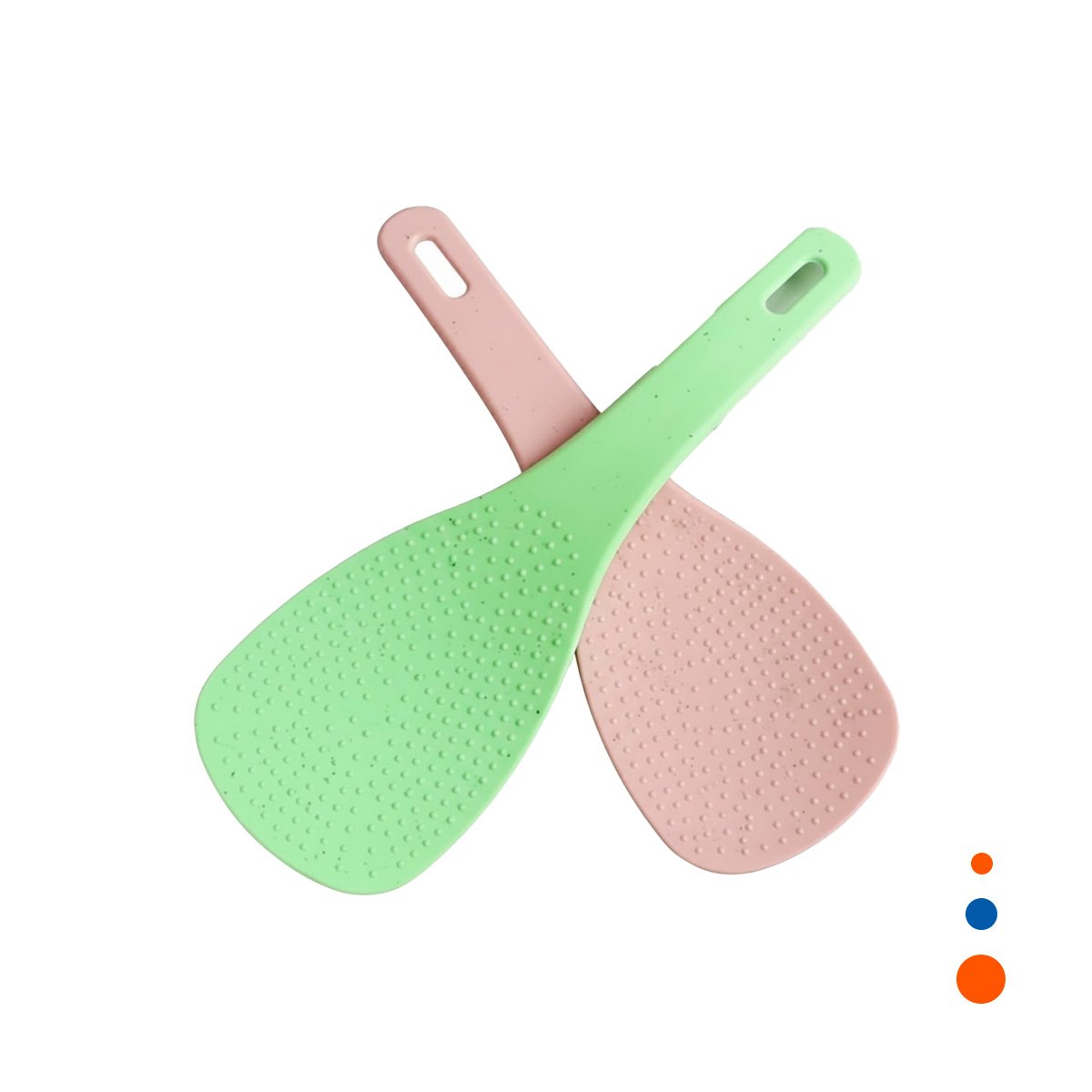 JUEGO 2 CUCHARONES LARGOS PARA ARROZ ROSADO Y VERDE CLARO COCINA HOGAR DIARIA YREGALO STICKER - 1