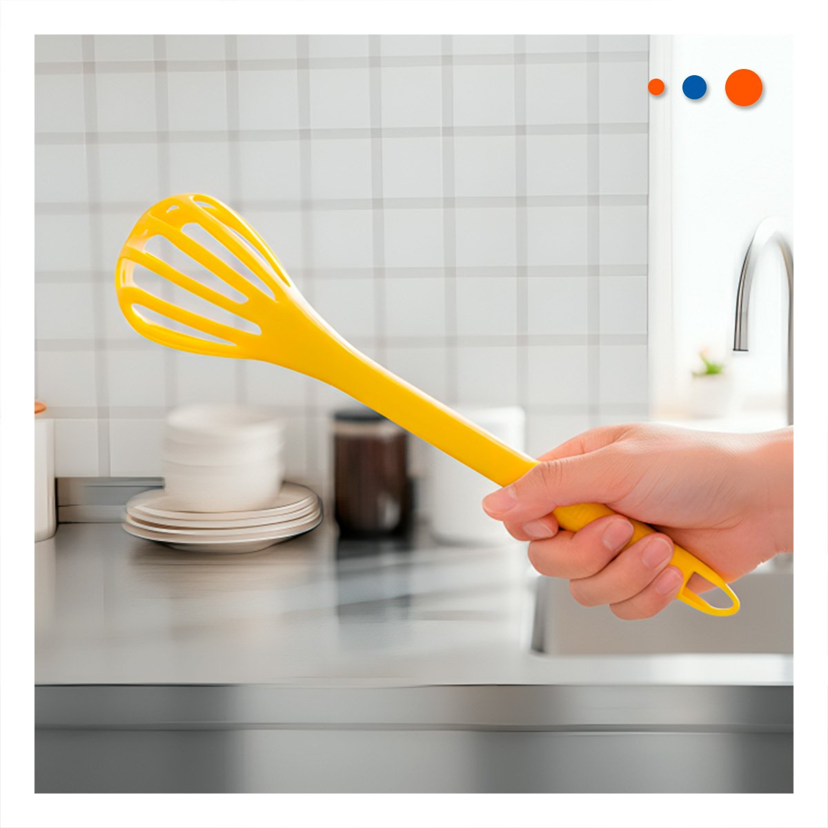 PINZA REVOLVEDORA AMARILLO 28CM HERRAMIENTA PRACTICA PARA MEZCLAR ALIMENTOS YREGALO STICKER - 2