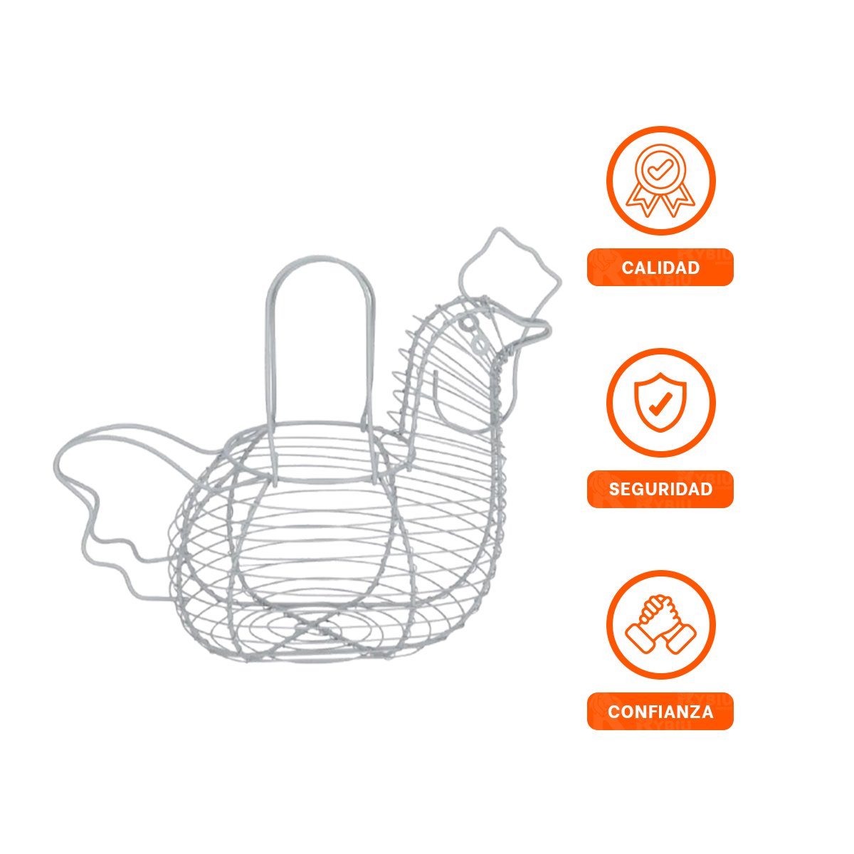 CESTA DECORATIVA PARA HUEVOS CON ASA BLANCO FORMA GALLINA YPOST IT - 5