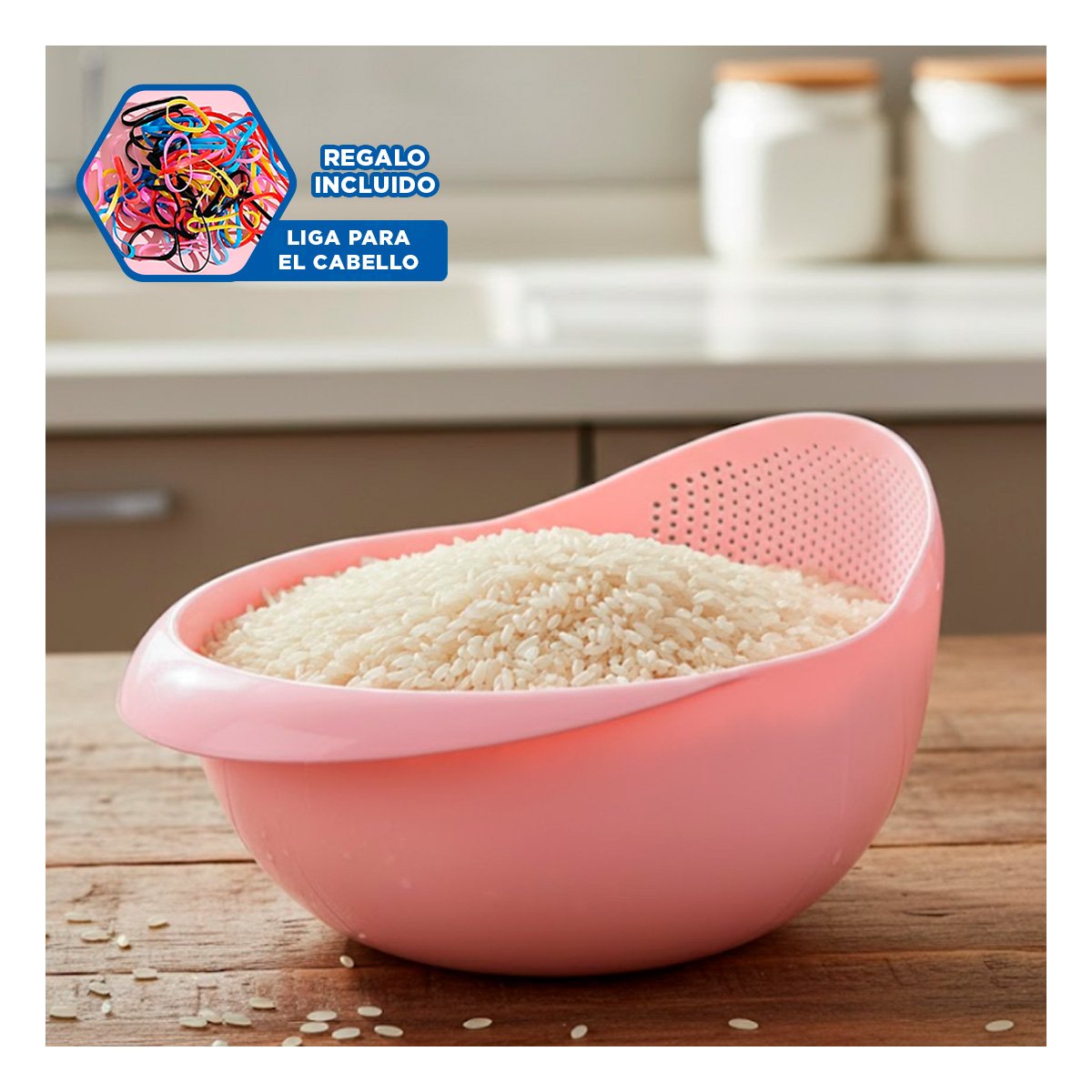BANDEJA COLADORA DE ARROZ ROSADO 22,5X11CM PARA COCINA CASA FESTIVO YLIGAS REGALO - 2