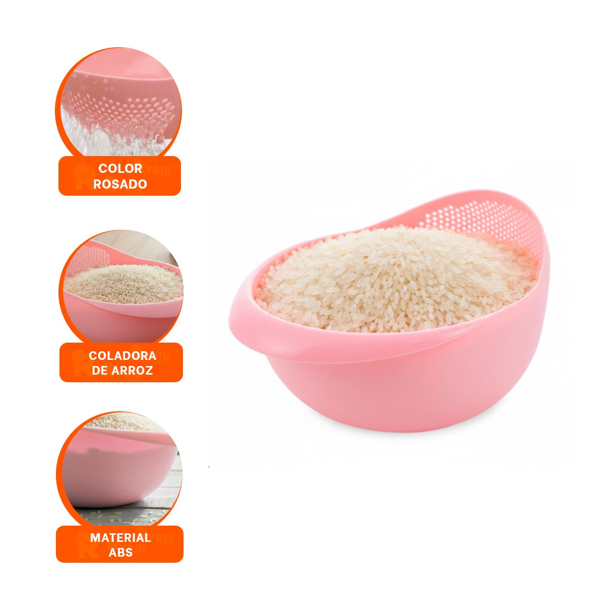 BANDEJA COLADORA DE ARROZ ROSADO 22,5X11CM PARA COCINA CASA FESTIVO YLIGAS REGALO - 5