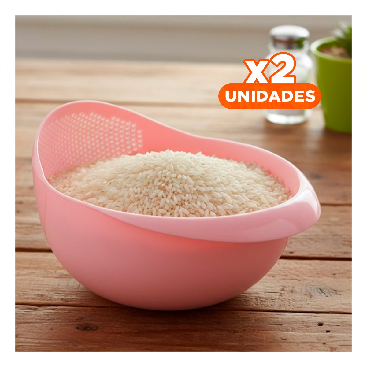 PACK2 REJILLA COLADORA DE ARROZ ROSADO 22,5X11CM PARA COCINA CASA DECORACION - 1