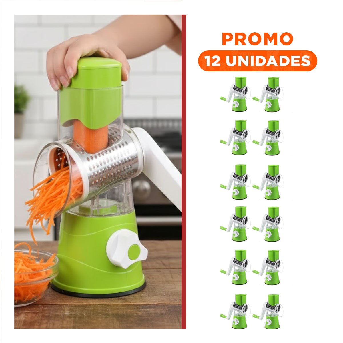 PACK12 PICADOR VERTICAL DE VERDURAS VERDE 24X10,8CM FACIL DE LIMPIAR Y GUARDAR - 1