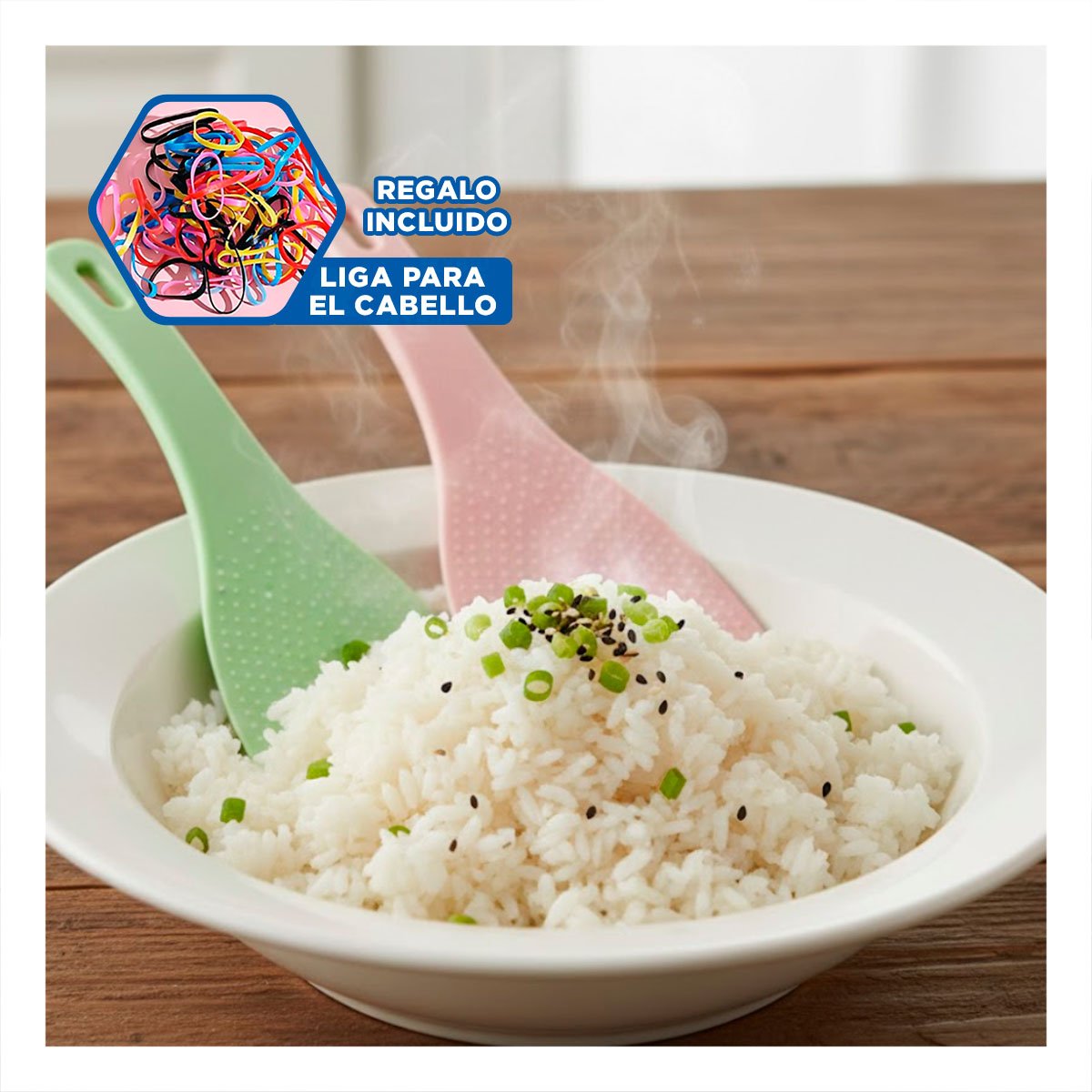 COMBO 2 UTENSILIOS PARA ARROZ ROSADO Y VERDE CLARO COCINA HOGAR FACIL LIMPIEZA YLIGAS REGALO - 2
