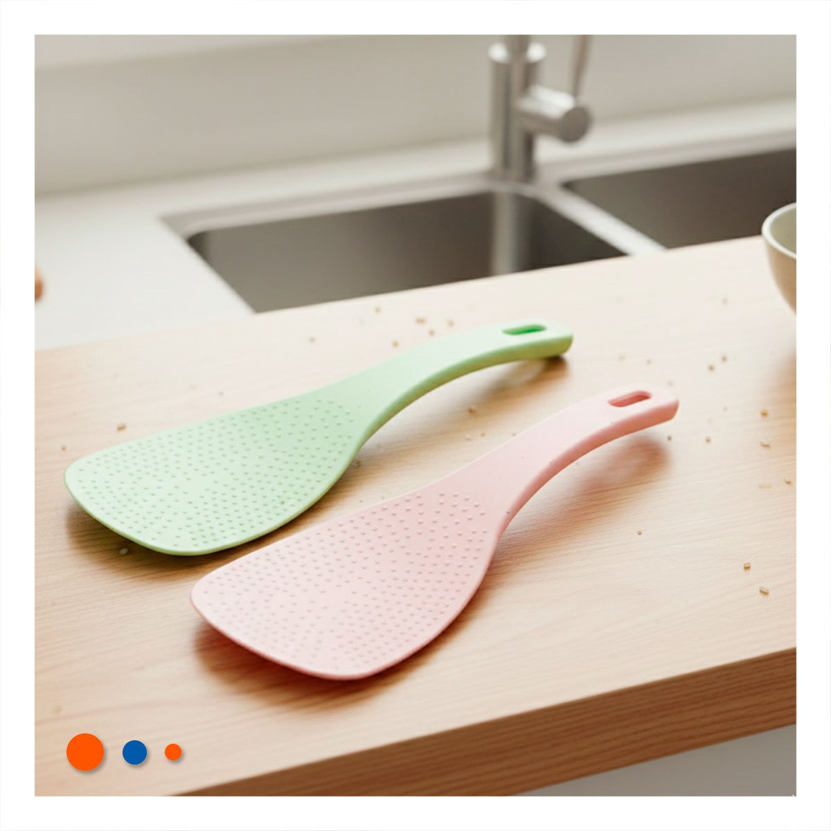 COMBO 2 UTENSILIOS PARA ARROZ ROSADO Y VERDE CLARO COCINA HOGAR FACIL LIMPIEZA YLIGAS REGALO - 3