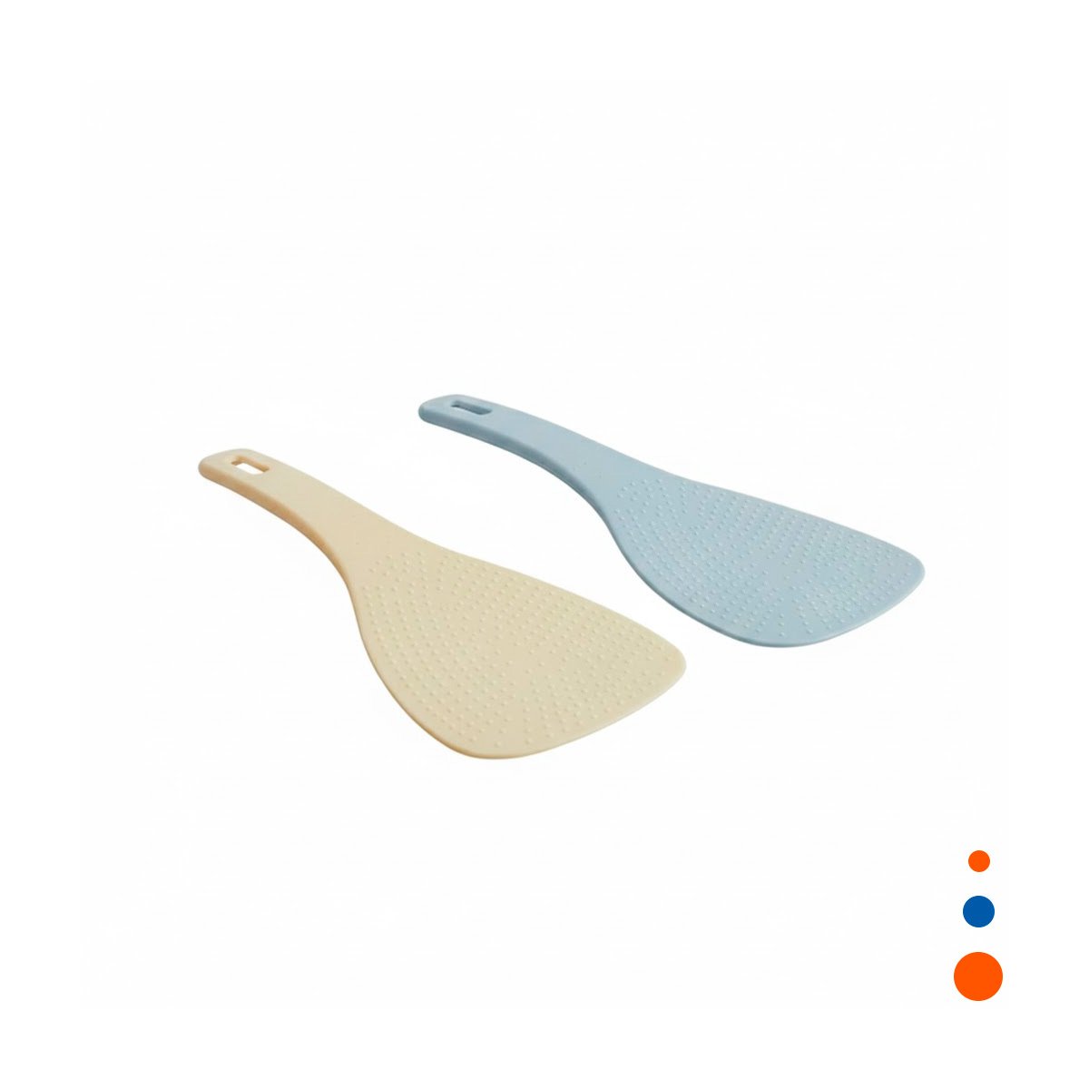 JUEGO 2 CUCHARONES LARGOS PARA ARROZ CELESTE Y BEIGE COCINA HOGAR DIARIA YREGALO STICKER - 1