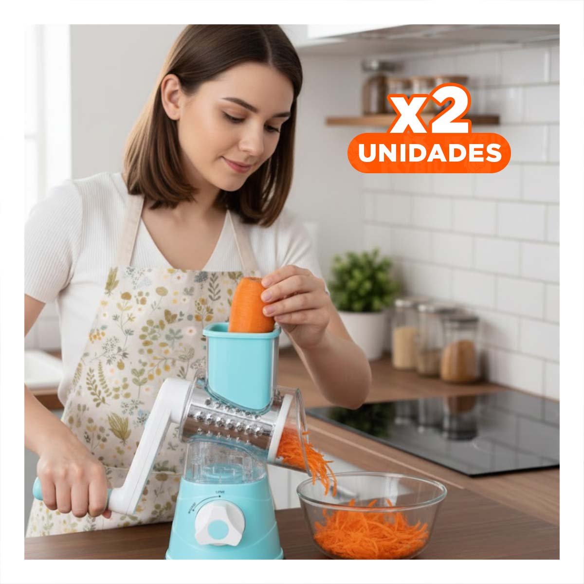 PACK2 TRITURADOR DE COCINA VERTICAL CELESTE 24X10,8CM PRACTICO PARA VERDURAS Y FRUTAS - 1