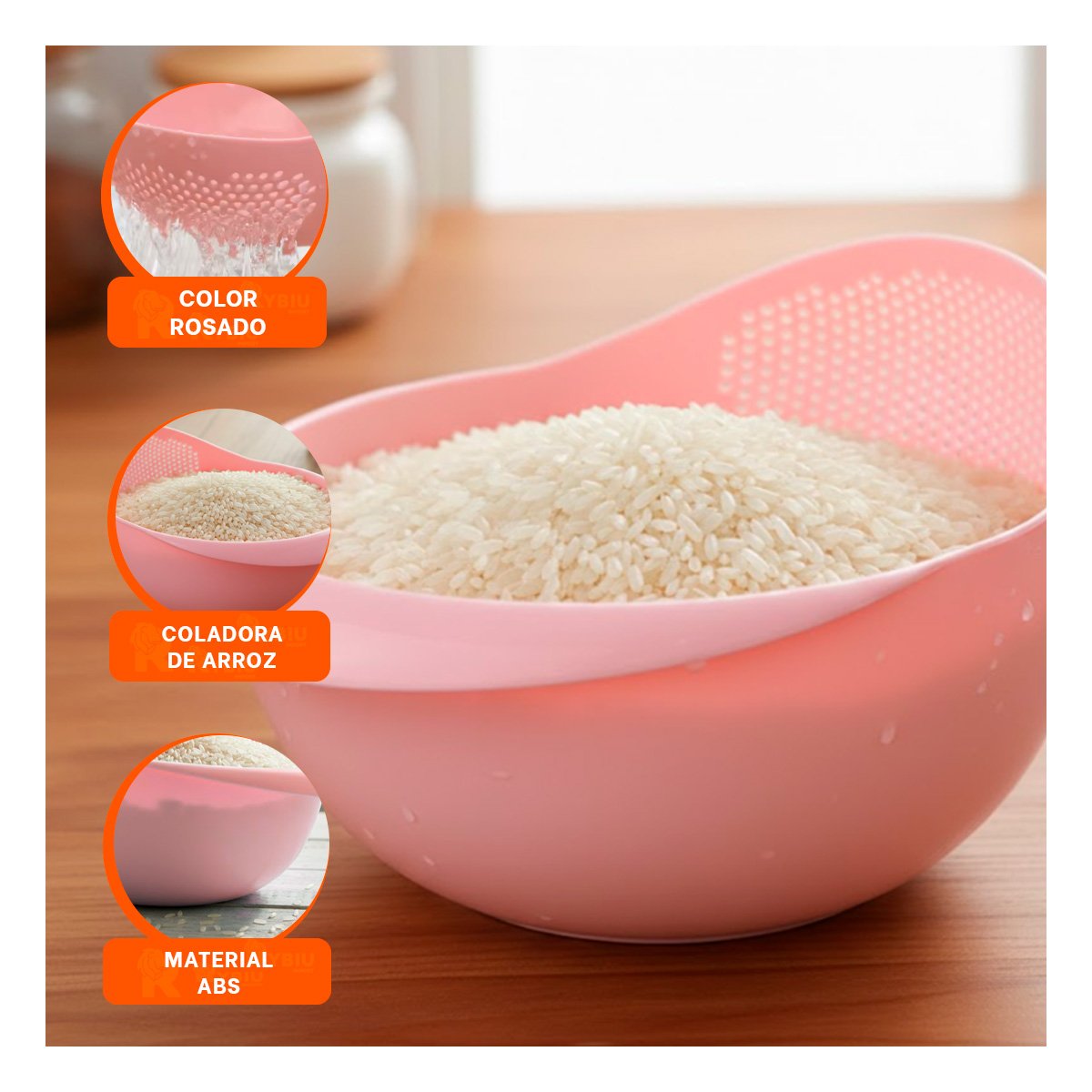 PACK12 ESCURRIDOR PEQUENO DE ARROZ ROSADO 22,5X11CM PARA COCINA CASA BLANCA - 3