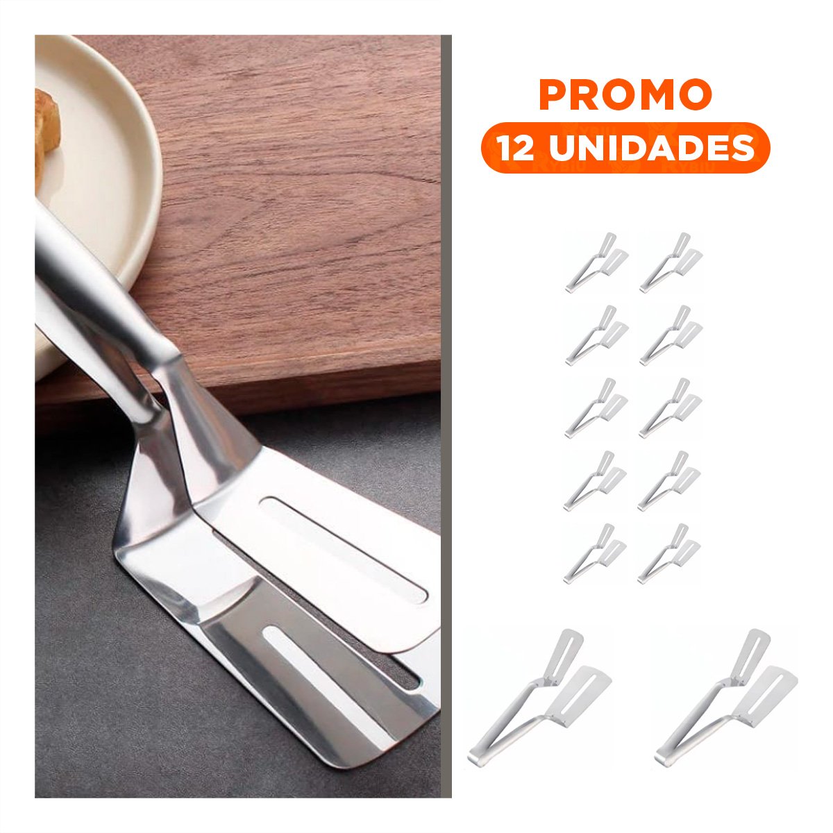PACK12 PALETA MULTIUSOS PLATEADA DOBLE PARA PREPARAR PASTELES Y POSTRES - 1