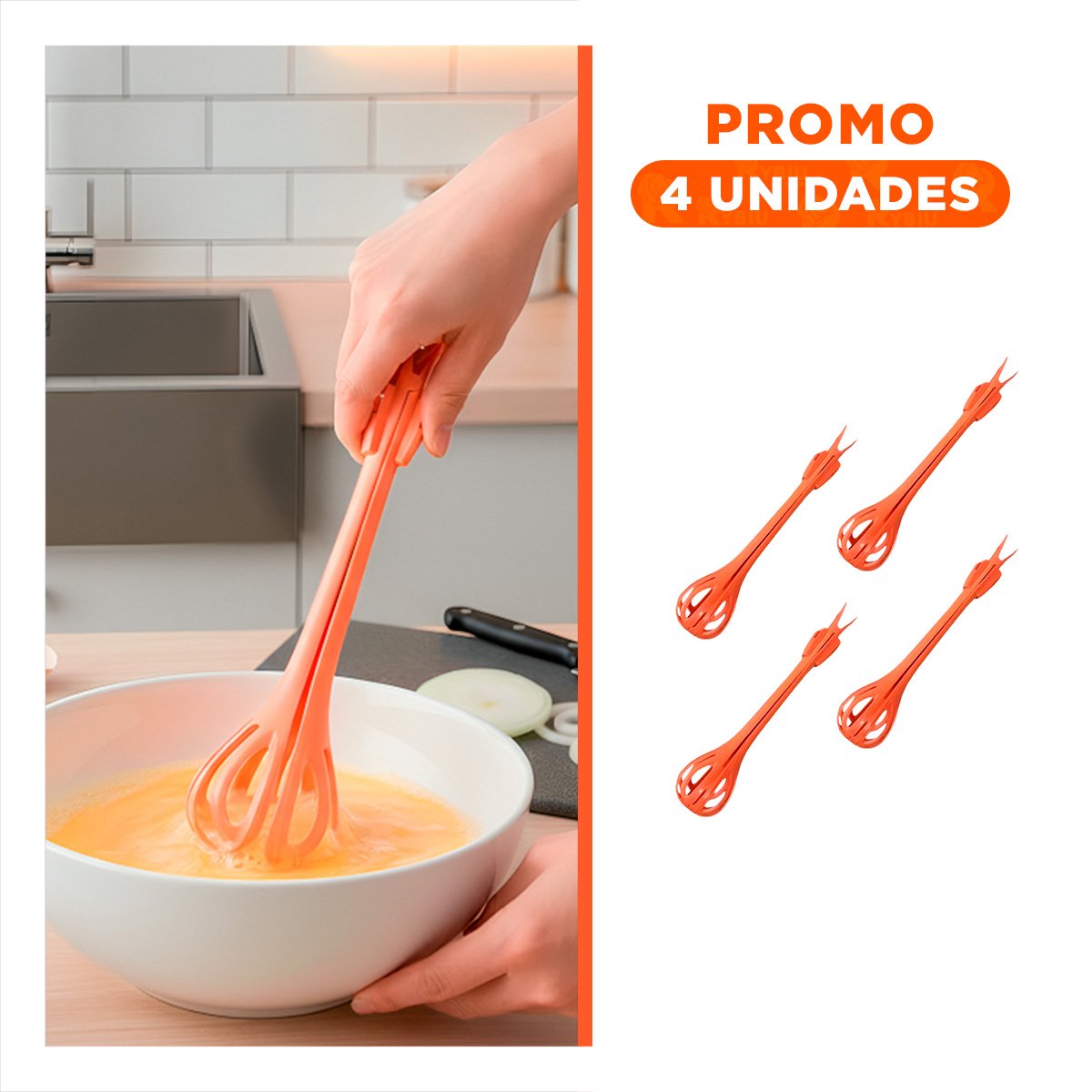 PACK4 MEZCLADORA DE COCINA NARANJA 28CM PARA MEZCLAR INGREDIENTES RAPIDO Y SEGURO - 1
