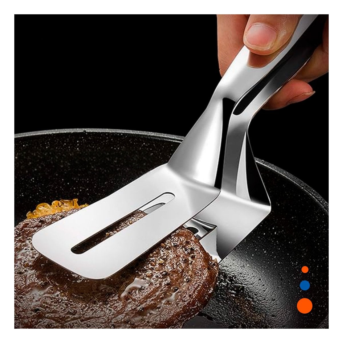 PACK6 PALETA PROFESIONAL DOBLE PLATEADA PARA COCINAR Y SERVIR INGREDIENTES - 5