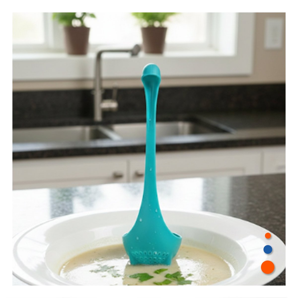 CUCHARON PROFUNDO DINO VERDE AGUA 9X25CM FUNCIONAL PARA COCINA HOGAR NAVIDAD YPOST IT - 1
