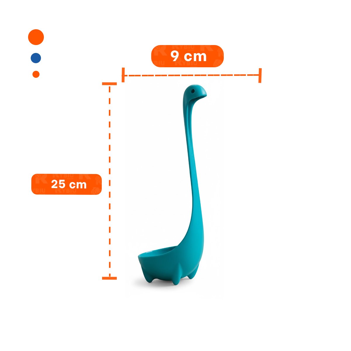 CUCHARON PROFUNDO DINO VERDE AGUA 9X25CM FUNCIONAL PARA COCINA HOGAR NAVIDAD YPOST IT - 4