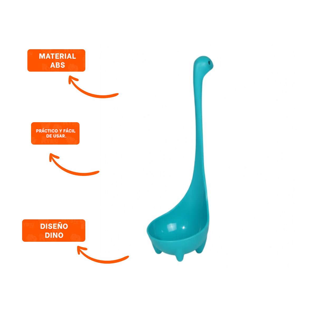 CUCHARON PROFUNDO DINO VERDE AGUA 9X25CM FUNCIONAL PARA COCINA HOGAR NAVIDAD YPOST IT - 5