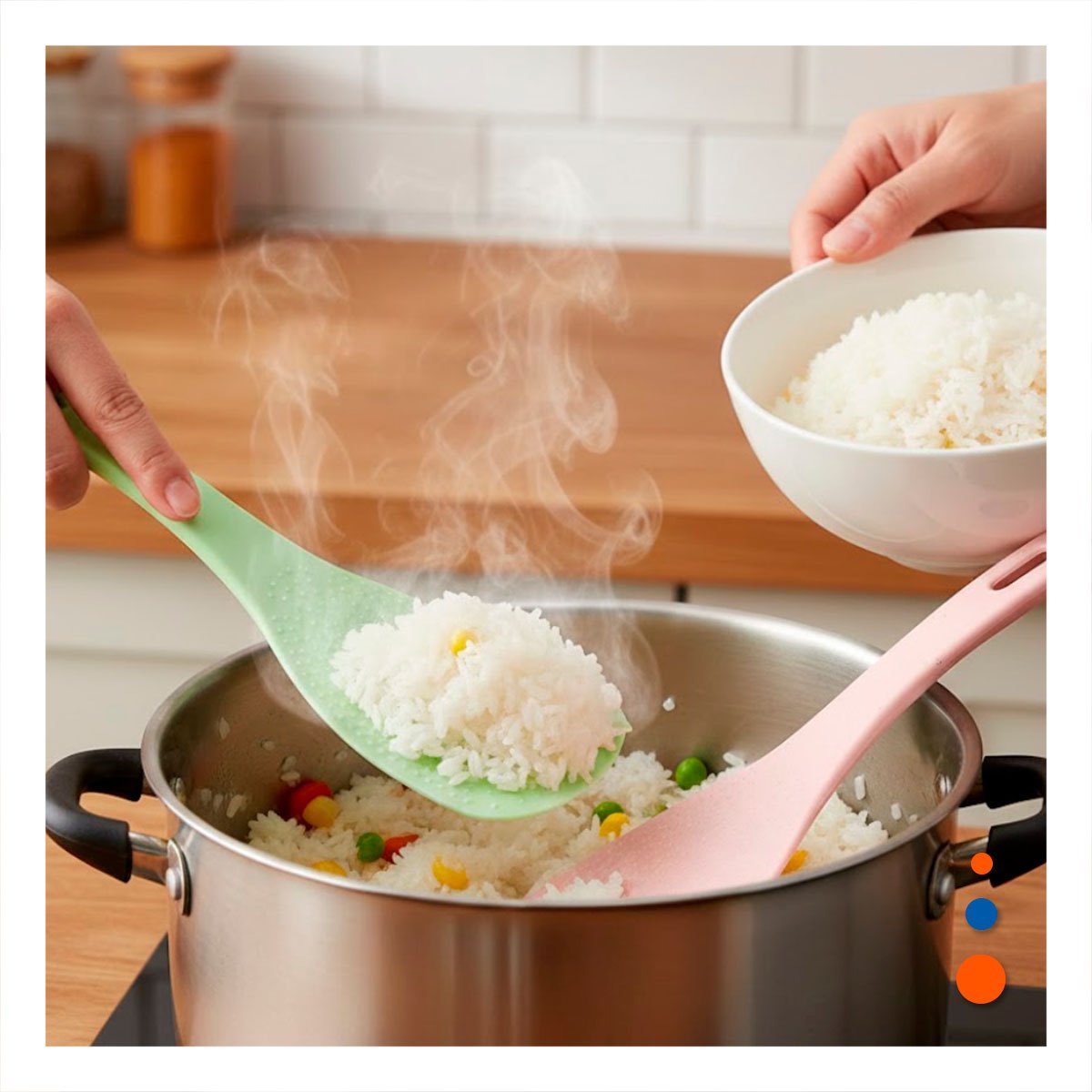 PACK4 CUCHARON ARROZ ROSADO Y VERDE CLARO COCINA HOGAR DISENO MODERNO - 3