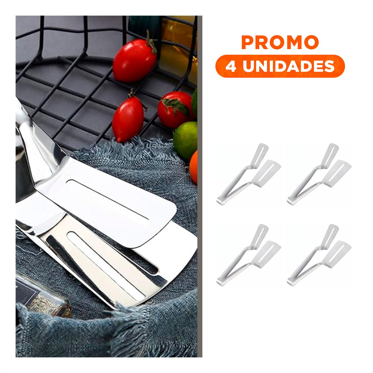 PACK4 ESPATULA MULTIUSO PLATEADA DOBLE PARA SERVIR Y PREPARAR RECETAS FACILES - 1
