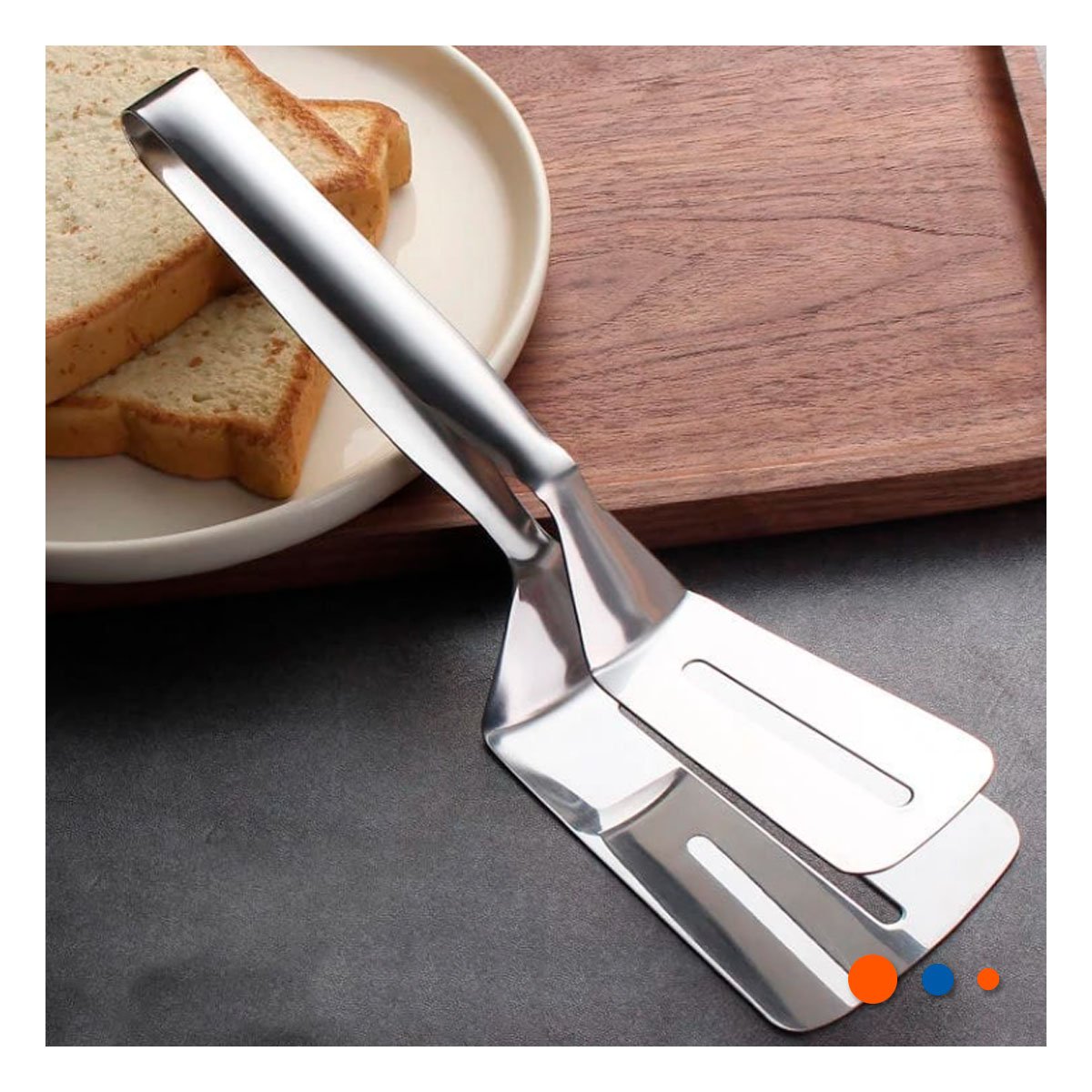 PACK4 ESPATULA MULTIUSO PLATEADA DOBLE PARA SERVIR Y PREPARAR RECETAS FACILES - 2