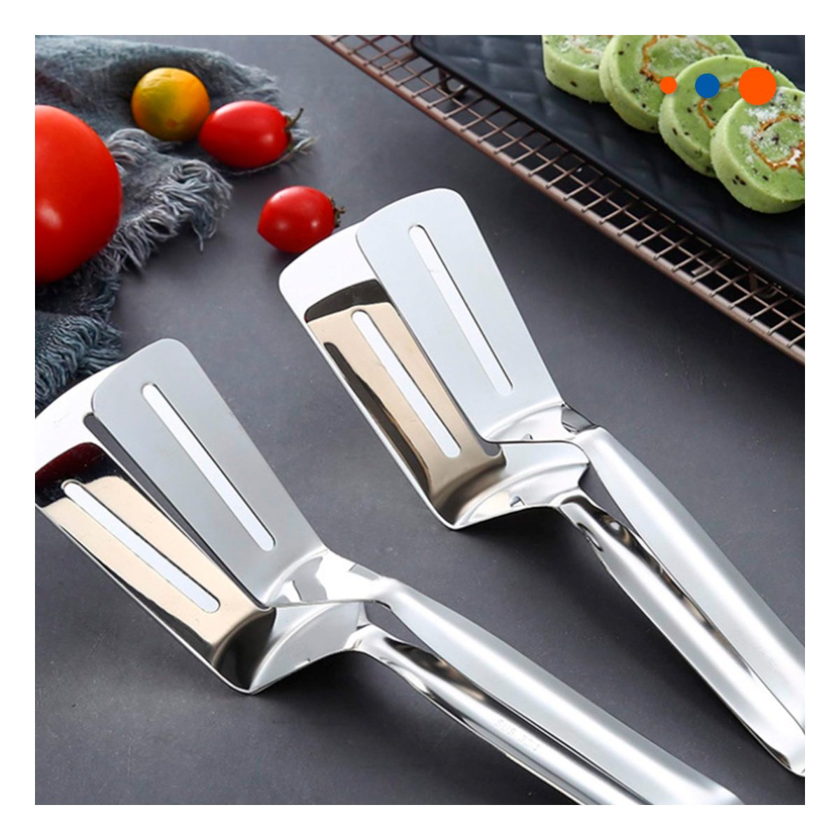 PACK4 ESPATULA MULTIUSO PLATEADA DOBLE PARA SERVIR Y PREPARAR RECETAS FACILES - 3