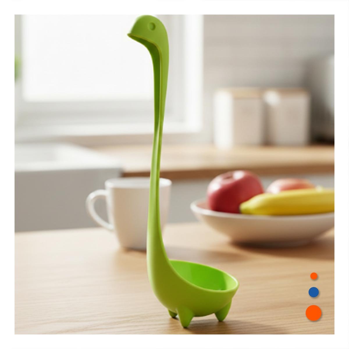PACK4 UTENSILIO OVALADO DINO VERDE CLARO 9X25CM FACIL DE USAR EN COCINA HOGAR - 3