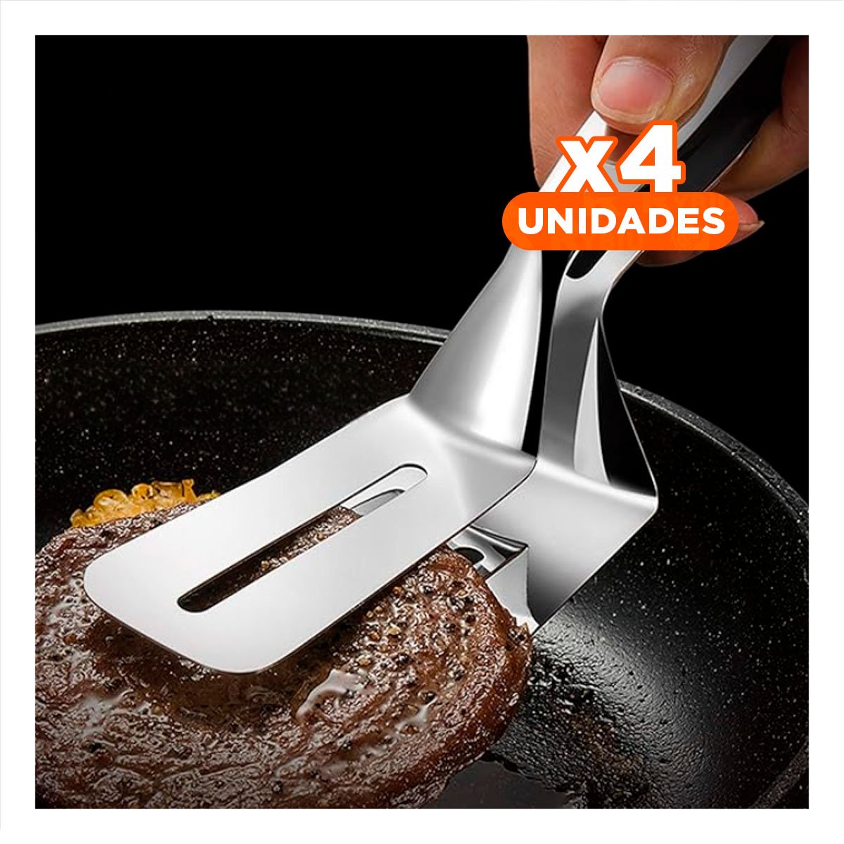 PACK4 ESPATULA DE ACERO PLATEADA DOBLE PARA PREPARAR RECETAS DULCES Y SALADAS YPAPEL REGALO - 1