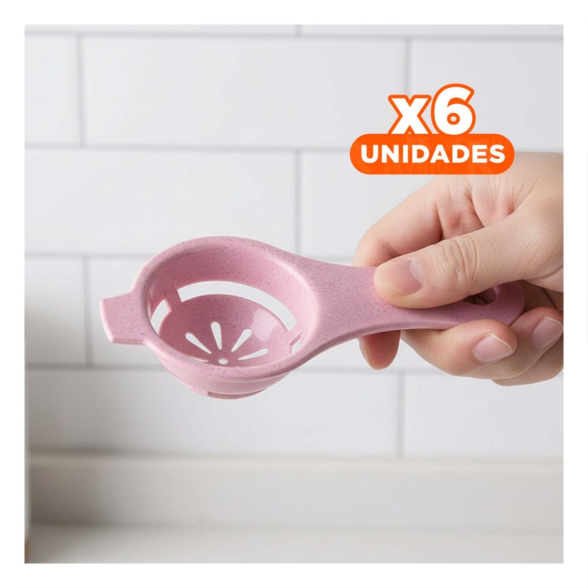 PACK6 UTENSILIO COMPACTO PARA COCINA CLARA Y YEMA ROSADO 12,4X6CM - 1