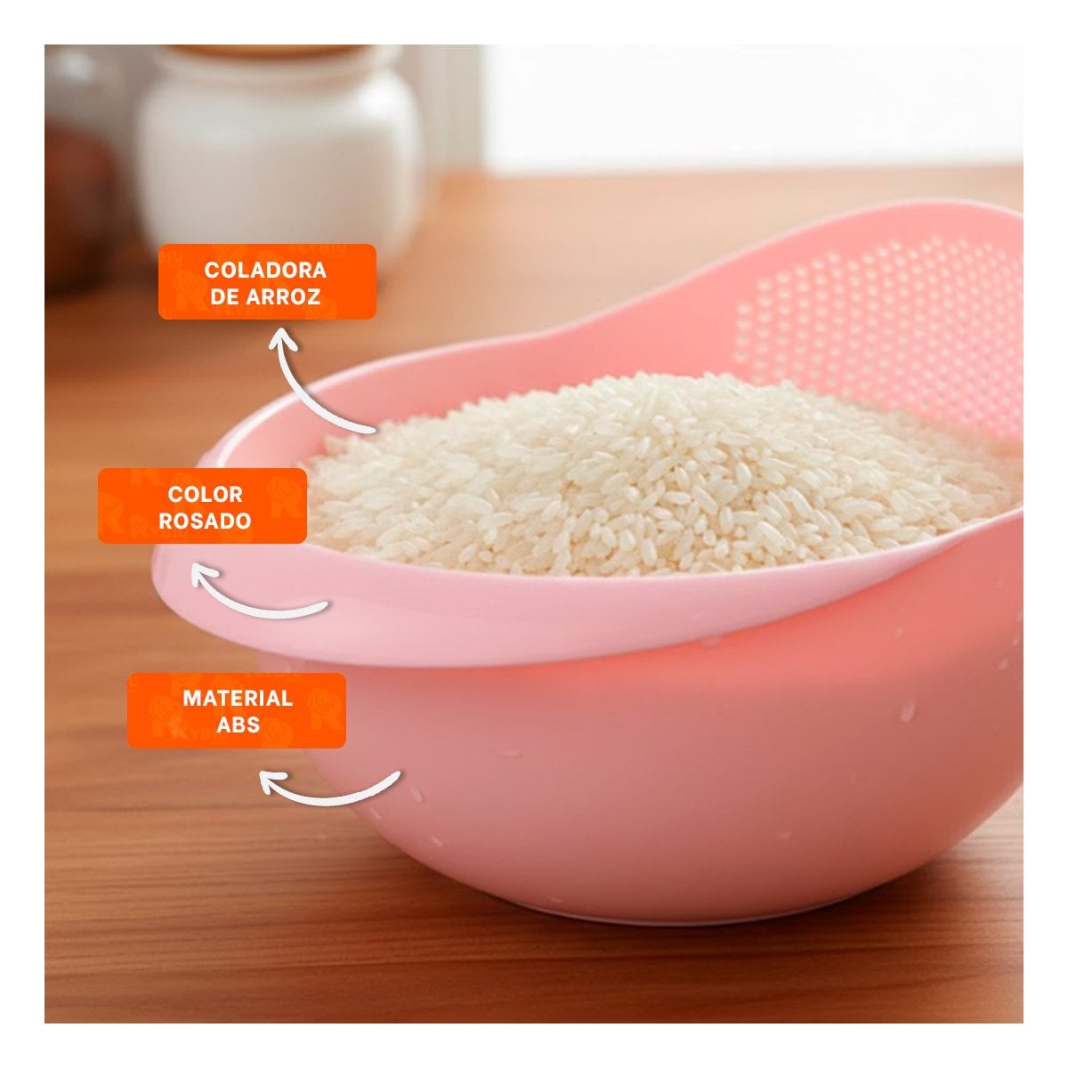 BANDEJA ESCURRIDORA DE ARROZ ROSADO 22,5X11CM PARA COCINA CASA LED YPAPEL REGALO - 2