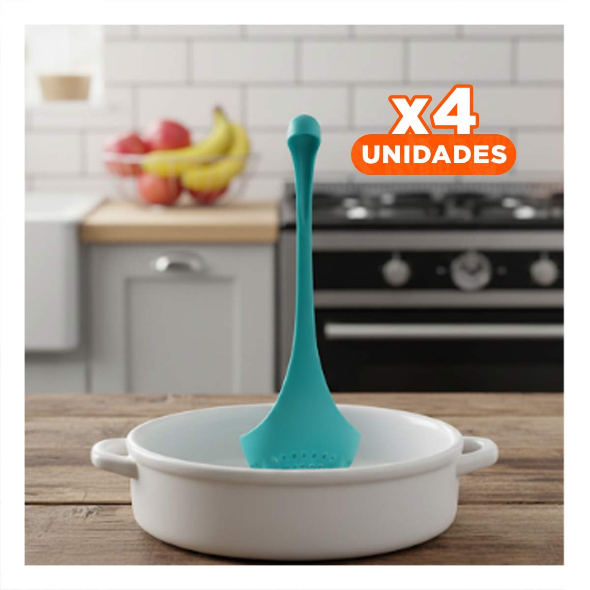 PACK4 HERRAMIENTA DINO VERDE AGUA 9X25CM UTENSILIO DE COCINA HOGAR FACIL YREGALO STICKER - 1