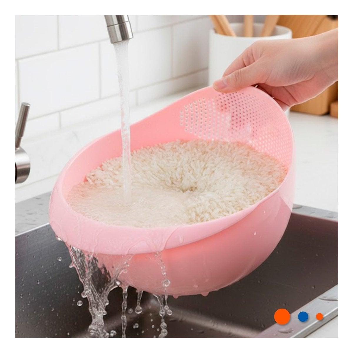 PACK2 REJILLA ESCURRIDORA DE ARROZ ROSADO 22,5X11CM PARA COCINA HOGAR LED YPAPEL REGALO - 2