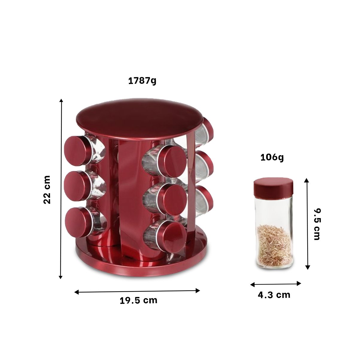 SOPORTE GIRATORIO CIRCULAR ROJO CON 12 FRASCOS FACIL DE USAR PARA HOGAR YREGALO STICKER - 4
