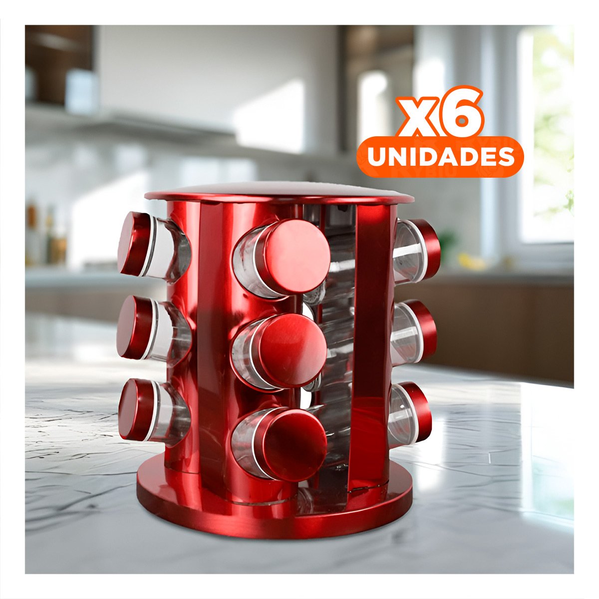 PACK6 SOPORTE CIRCULAR ROJO CON 12 FRASCOS PRACTICO Y LIGERO PARA OFICINA YPAPEL REGALO - 1