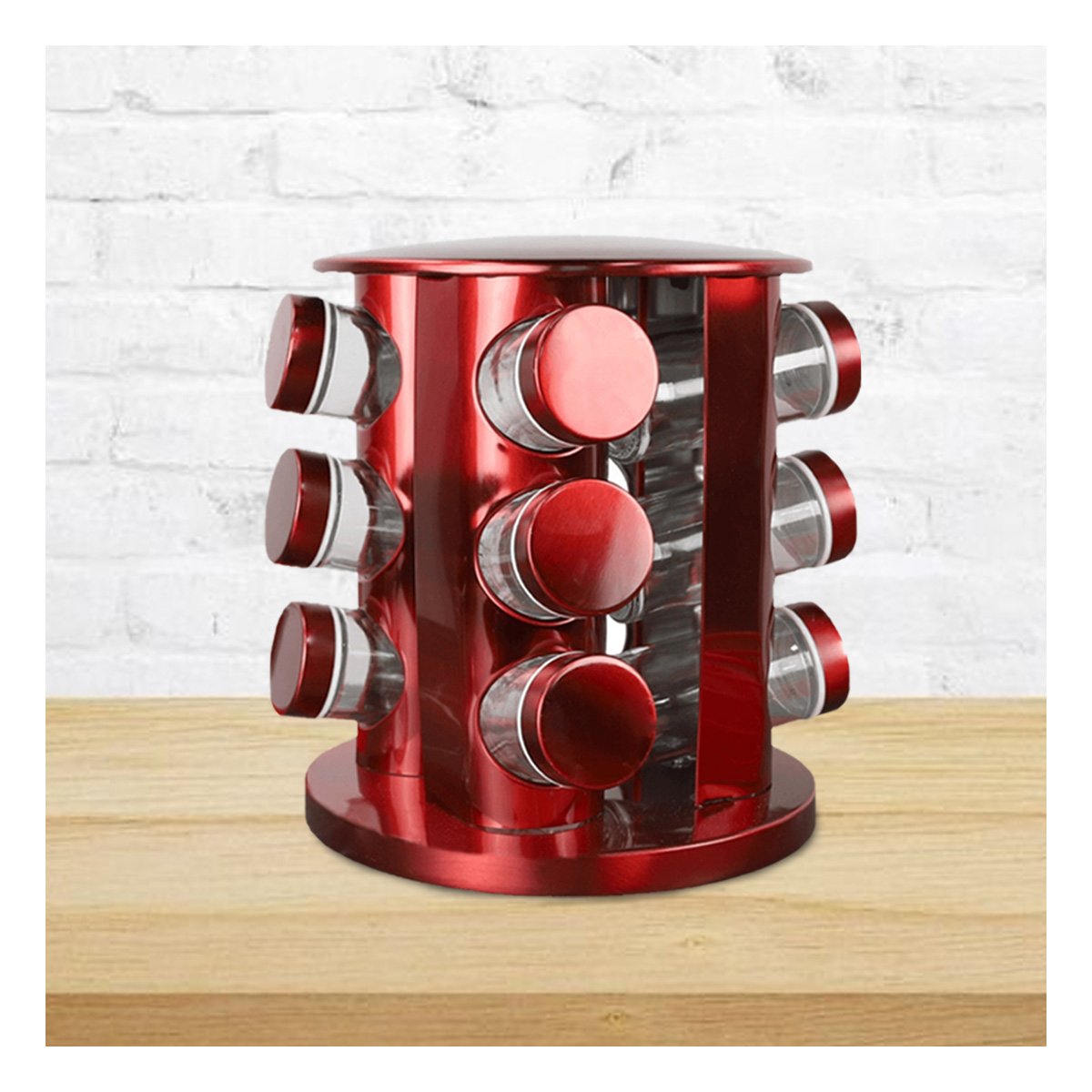 PACK6 SOPORTE CIRCULAR ROJO CON 12 FRASCOS PRACTICO Y LIGERO PARA OFICINA YPAPEL REGALO - 2