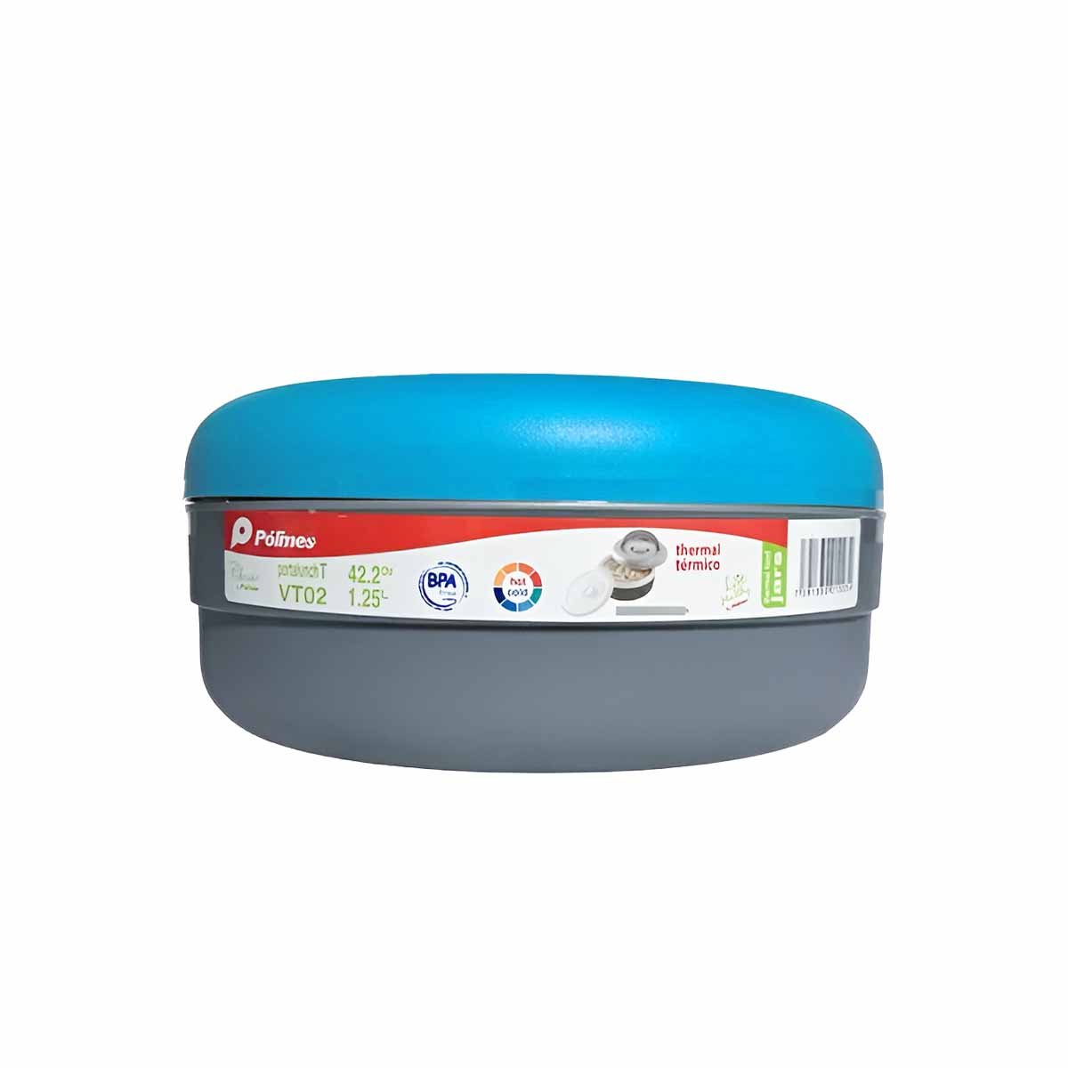 LONCHERA TERMICA CIRCULAR 1.25L CELESTE Y PLOMO COMODA DE TRANSPORTAR YLIGAS REGALO - 5