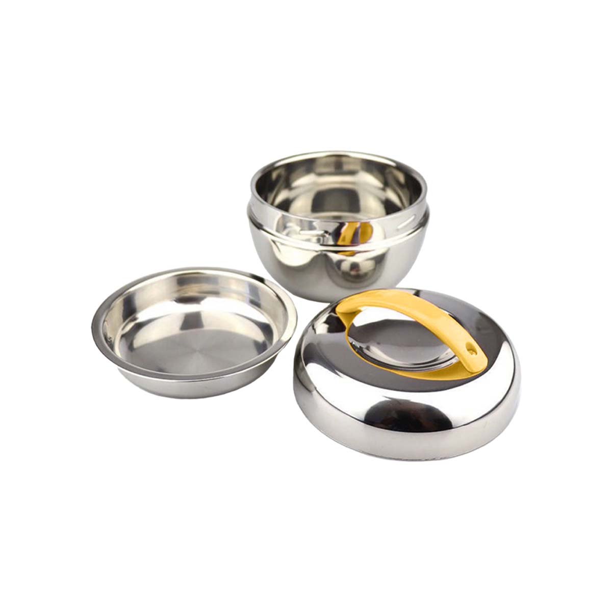 PACK4 BOTE TERMO AMARILLO Y PLOMO 1L CIRCULAR COMPACTO Y FUNCIONAL PARA PICNIC YPAPEL REGALO - 3