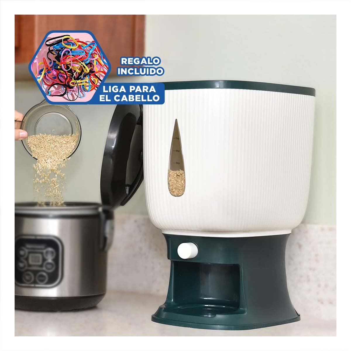 RECIPIENTE BARRIL PARA MENESTRAS Y CEREALES CON SISTEMA DISPENSADOR YLIGAS REGALO - 2
