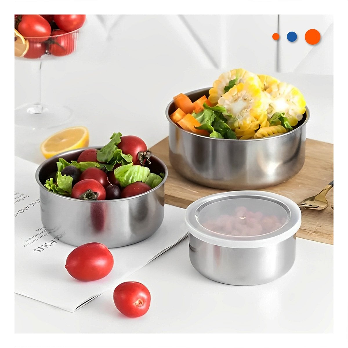 ENVASES DE ACERO CON TAPA DE PLASTICO HERMETICA PARA HOGAR YPAPEL REGALO - 1