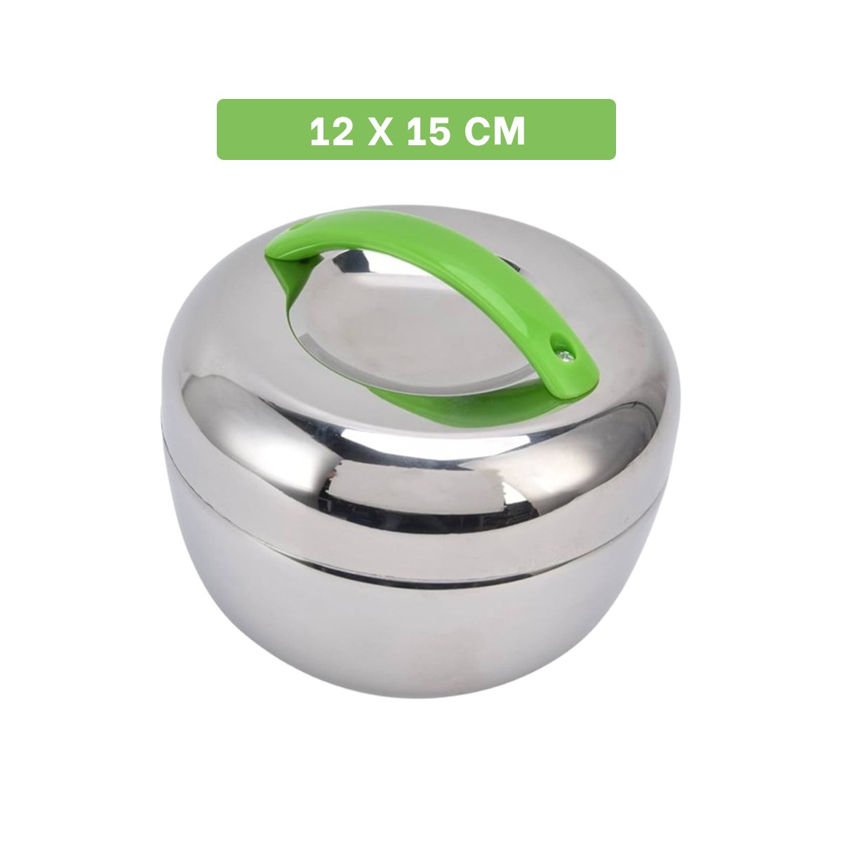 ENVASE CIRCULAR 1L ACERO VERDE Y PLATEADO PRACTICO PARA GUARDAR ALIMENTOS YREGALO STICKER - 4