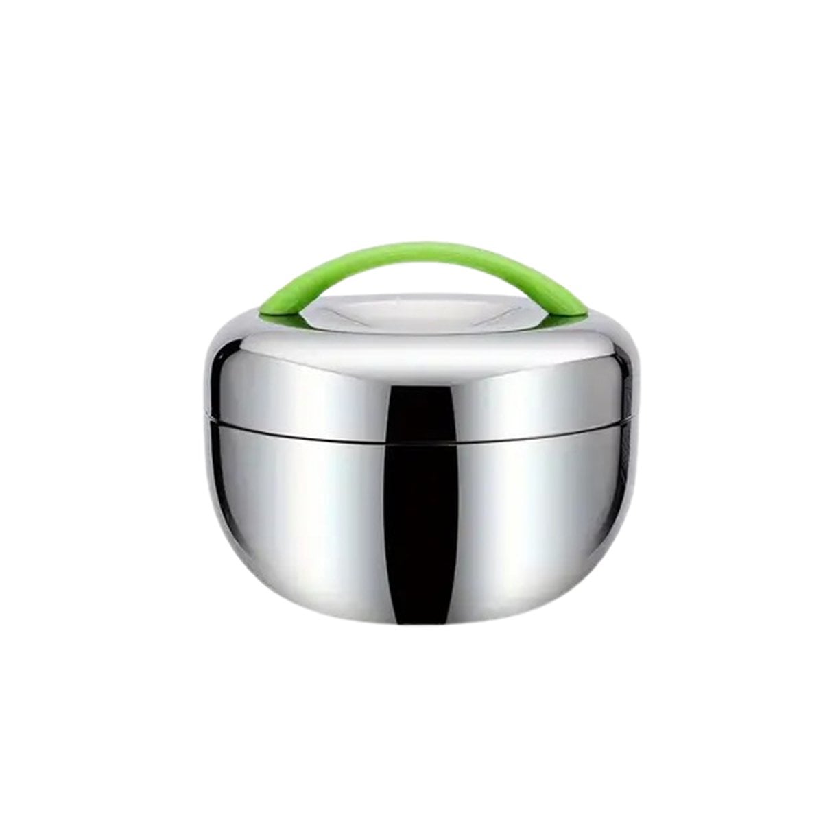 RECIPIENTE CIRCULAR 1L ACERO VERDE Y PLATEADO PERFECTO PARA COMIDA FRESCA YPAPEL REGALO - 1