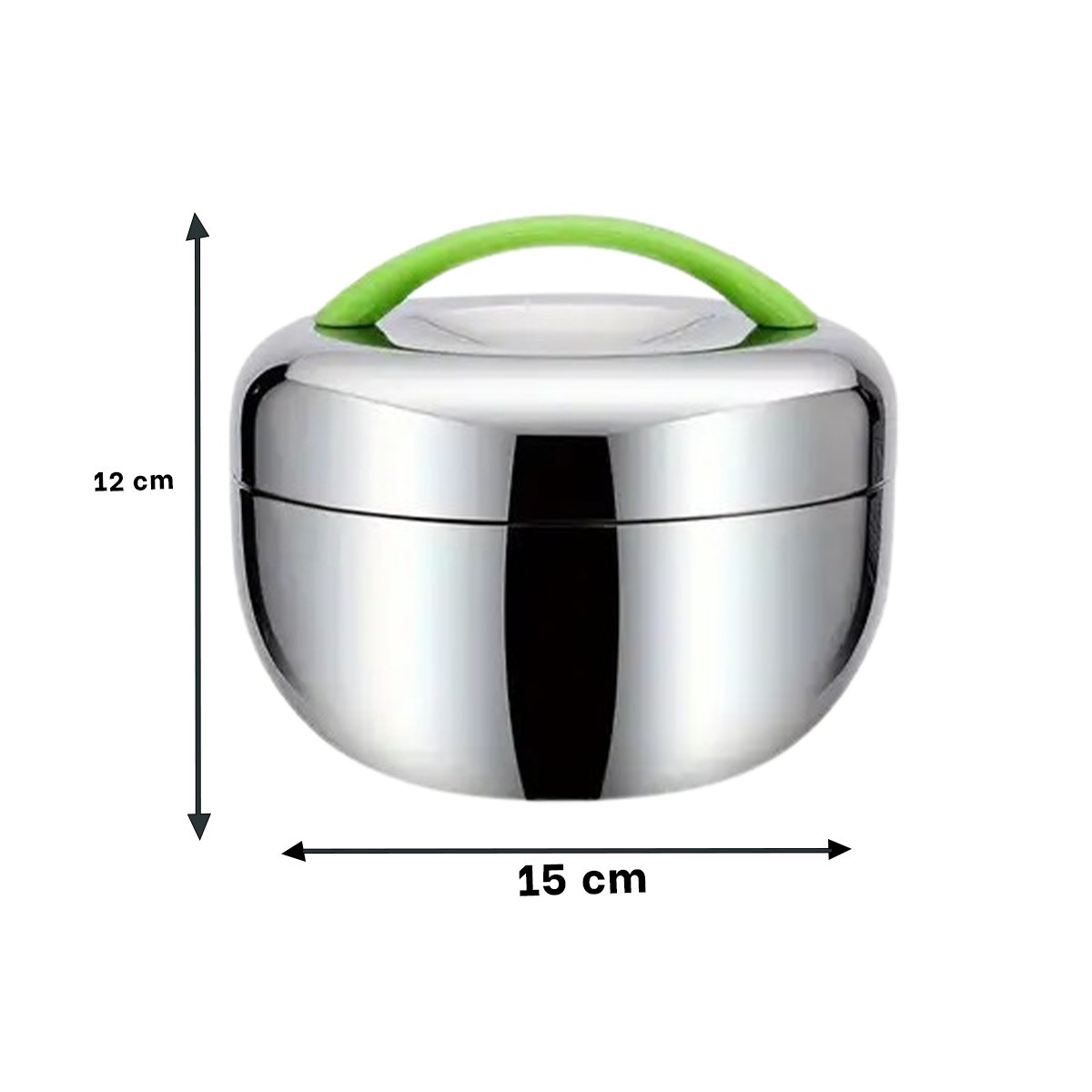 RECIPIENTE CIRCULAR 1L ACERO VERDE Y PLATEADO PERFECTO PARA COMIDA FRESCA YPAPEL REGALO - 4