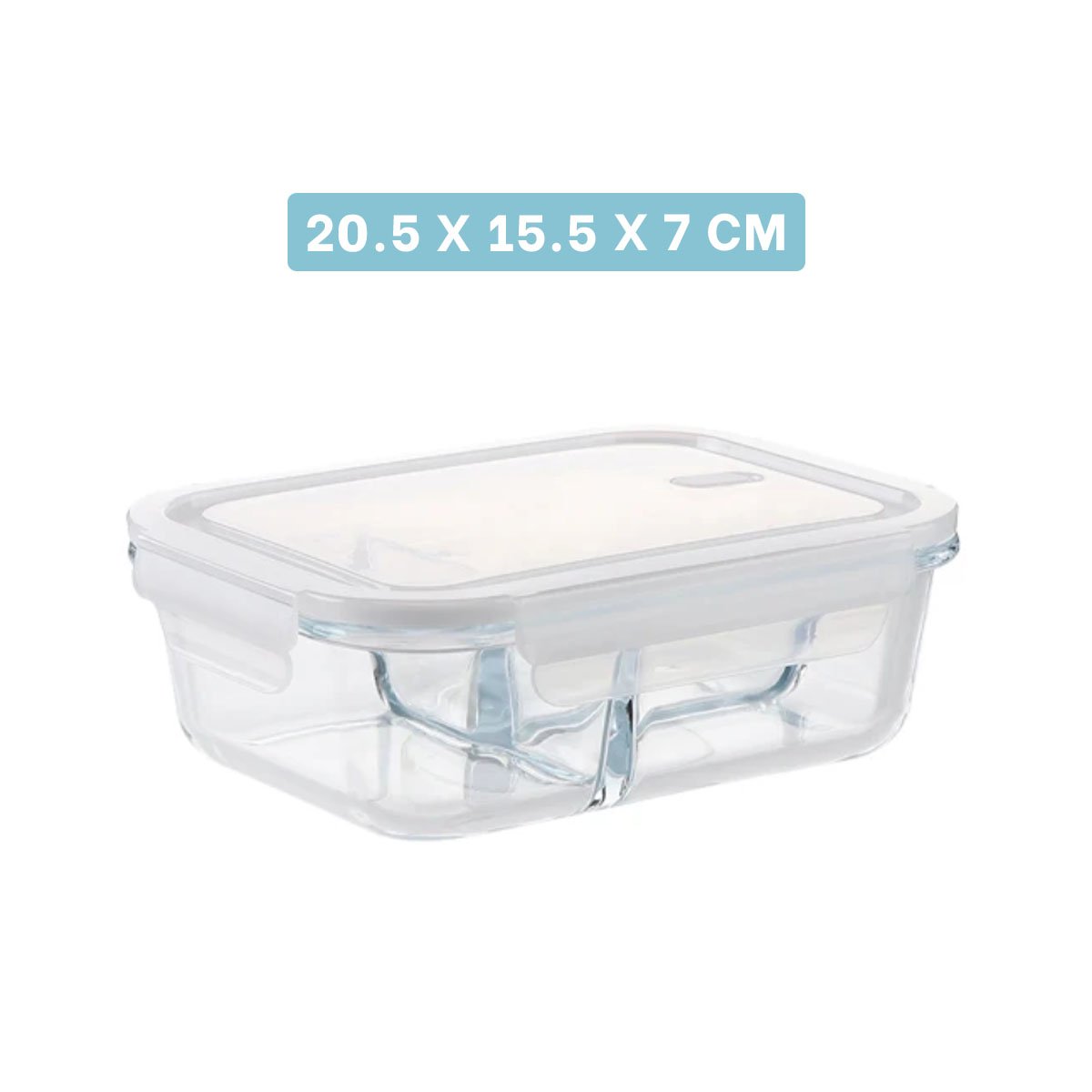 TAPER DE VIDRIO 1040ML TRANSPARENTE CON TAPA Y 3 DIVISIONES LINEA BLANCA - 4