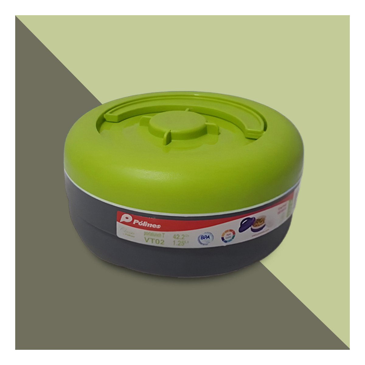 PACK4 CONTENEDOR TERMICO PARA COMIDAS 1.25L VERDE CLARO Y PLOMO YPAPEL REGALO - 2