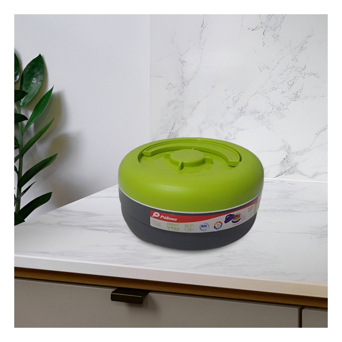 PACK4 CONTENEDOR TERMICO PARA COMIDAS 1.25L VERDE CLARO Y PLOMO YPAPEL REGALO - 5